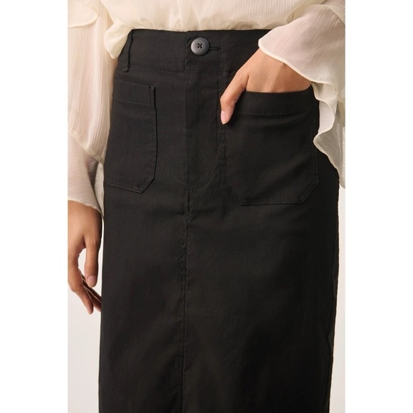 NWT Anthropologie The Colette Maxi Skirt Maeve Linen Edition in Black - Picture 8 of 15